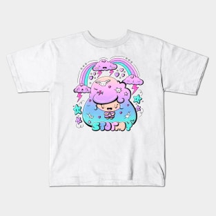 Cute stormy bubble head girl in kawaii style Kids T-Shirt